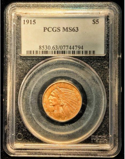 1915 $5 Indian Gold MS63 PCGS